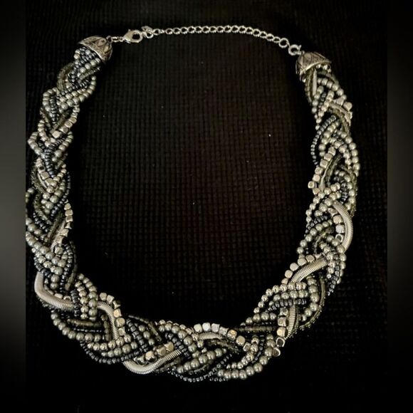 Priemier Designs Rhodium Elegant Multicolor Braided Necklace NWOT 15"+4" - Picture 2 of 5